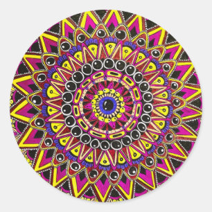 Adesivo Lápis de Cor Roxo Amarelo Mandala