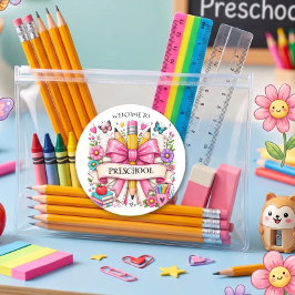 Adesivo Lápis Retro Bem-vindo Pré-escola