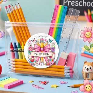 Adesivo Lápis Retro Bem-vindo Pré-escola