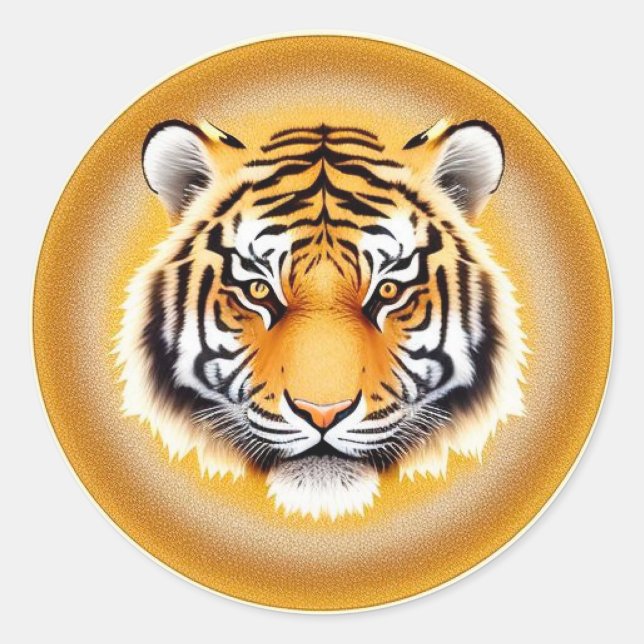 Adesivo 🐅 Laptop com Cabeça de Tigre Aura Dourada  (Frente)