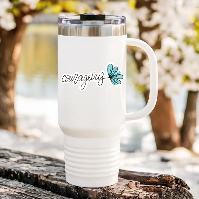 Adesivo Laptop Corajoso de Flor de Palavras | Autocolante (Courageous Affirmation Vinyl Sticker PiggyPrint Stickers.)