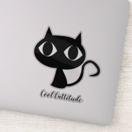 Adesivo Laptop de Gato Preto Simples e Bonito
