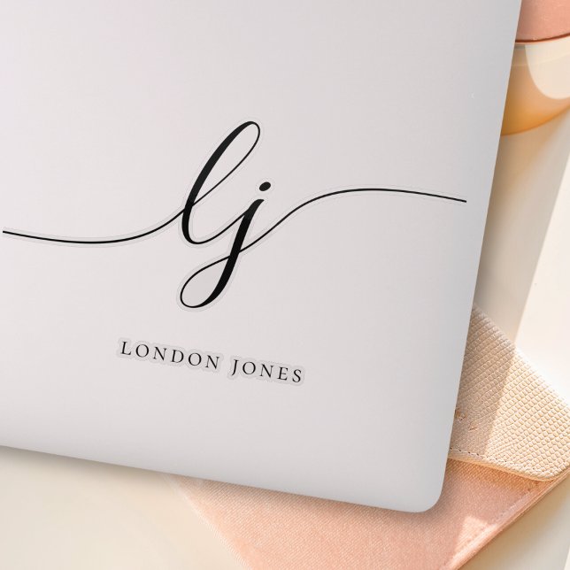 Adesivo Laptop de Iniciais de Script Moderno de Nome Perso (Criador carregado)