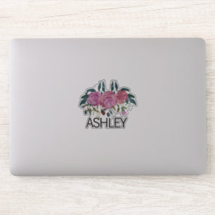 Adesivo Laptop de Nome Floral Personalizado