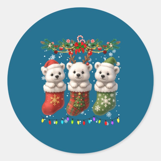 Adesivo Lar Bear In Christmas Socks Lights Lar Bear Xmas  (Frente)