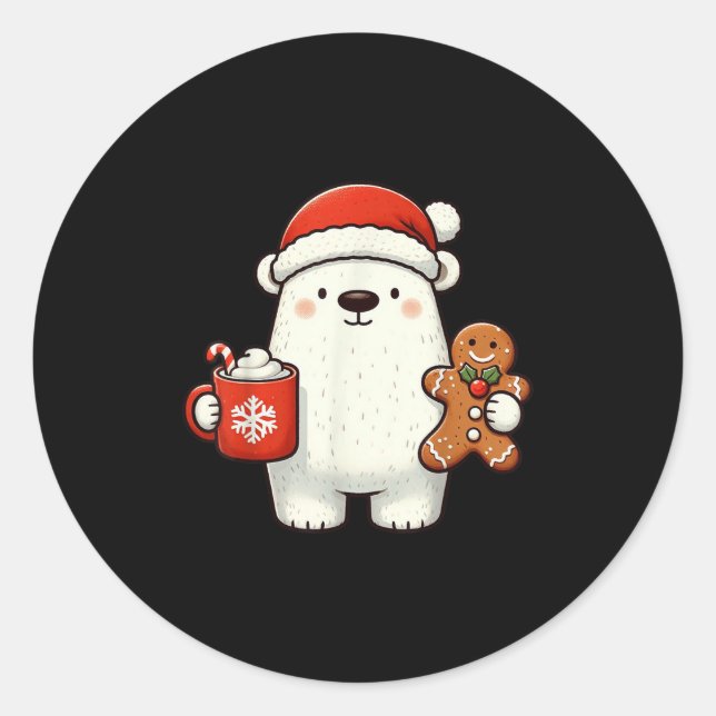 Adesivo Lar Bear Santa Hat Christmas Holiday Xmas Coffee C (Frente)