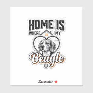 Adesivo Lar é Onde Está Meu Beagle é Design de Cachorro Vi