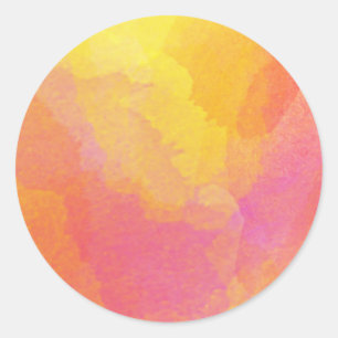 Adesivo Laranja Amarelo Rosa Lavagem de Aquarela Arte Abst