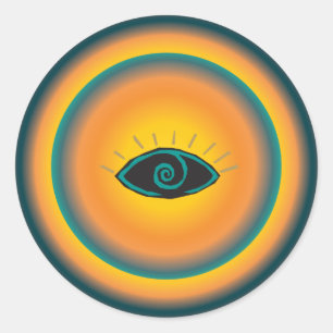 Adesivo Laranja azul de vista antiga do design tribal do