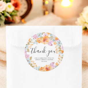 Adesivo Laranja Boho Floral Aquarela Obrigada Noiva