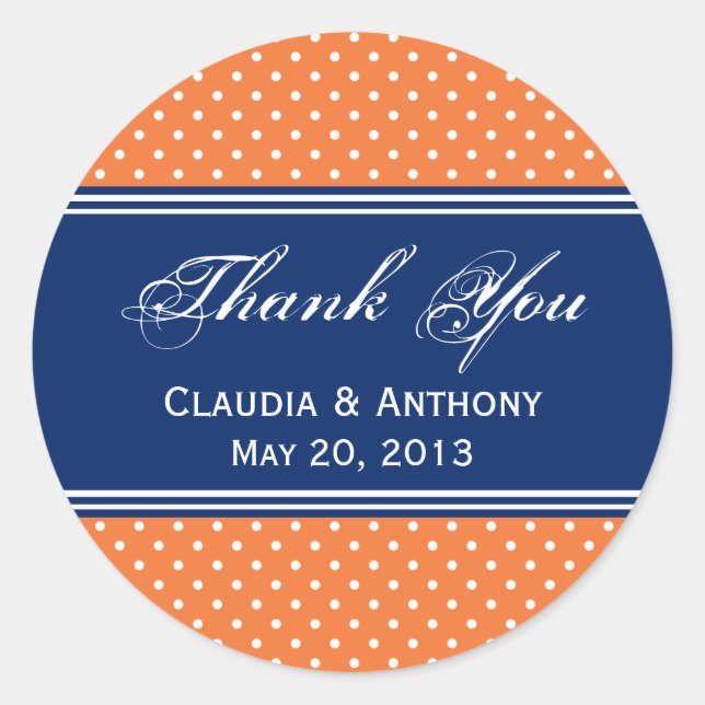 Adesivo Laranja, Bolinhas branca com azul real (Frente)