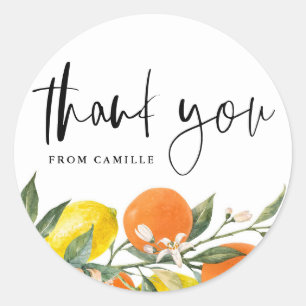 Adesivo Laranja Botânica e Limão Agradecimento de Formatur