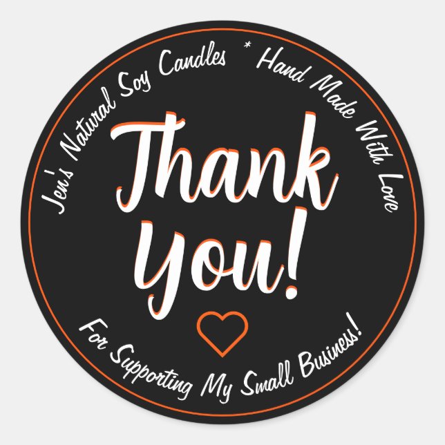 Adesivo Laranja Brilhante Neon Black Obrigado Rótulos de P (Frente)