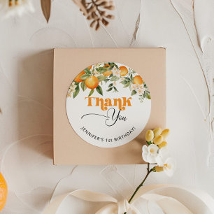 Adesivo Laranja cítrica cutie aniversário obrigado
