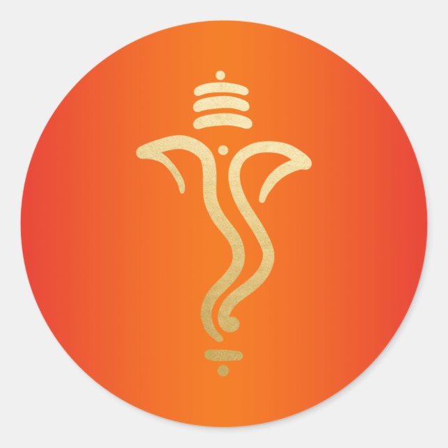 Adesivo Laranja Dourado Festivo Ganesh/ Deus Indiano (Frente)