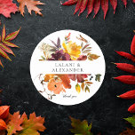 Adesivo Laranja e Amarelo Dourado Floral 2 Obrigado<br><div class="desc">Decorre os envelopes ou outros itens com o seu nome & moderno,  adesivos florais Dourados laranja e amarelo. Obrigado opcional que você escreve.</div>