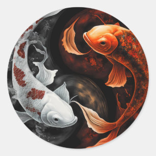 Adesivo Laranja E Branco Sortudo Peixe Koi Arte Japão