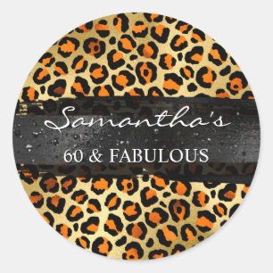 Adesivo Laranja e Dourado Leopardo 60 & Fabuloso