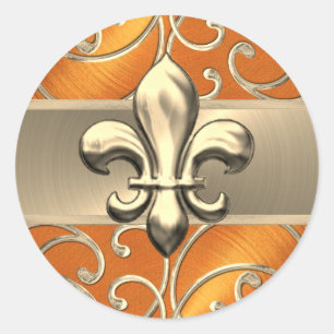 Adesivo Laranja e Dourado Nabo-lombo Fleur de Lis