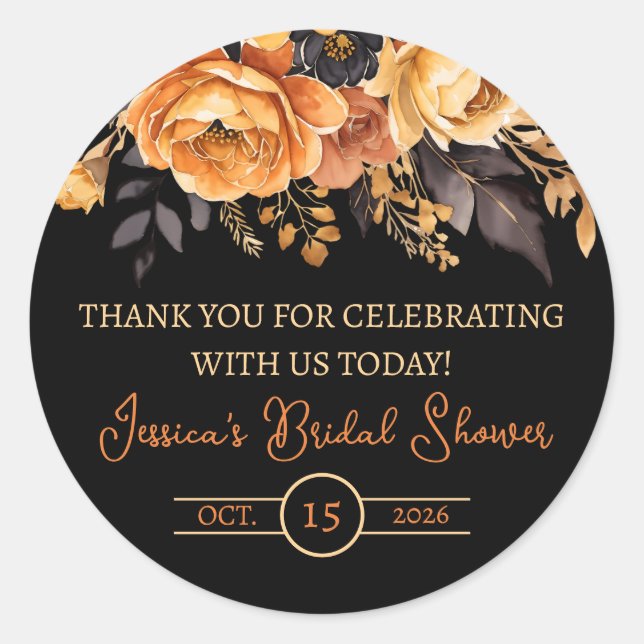 Adesivo Laranja e Preto, Halloween, Chá de panela Floral (Frente)