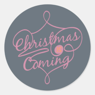Adesivo Laranja e Rosa de Natal está chegando Stickers