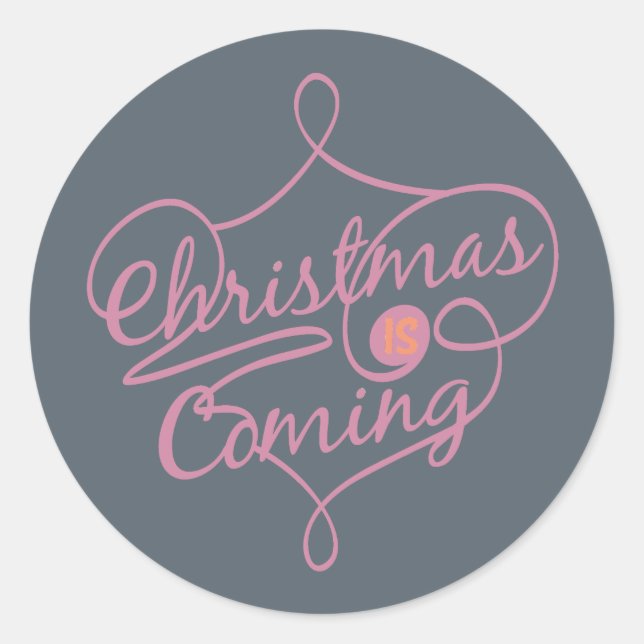 Adesivo Laranja e Rosa de Natal está chegando Stickers (Frente)