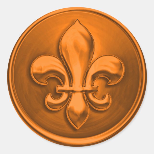 Adesivo Laranja Fleur de Lis Envelope Seal Emboscada (Frente)