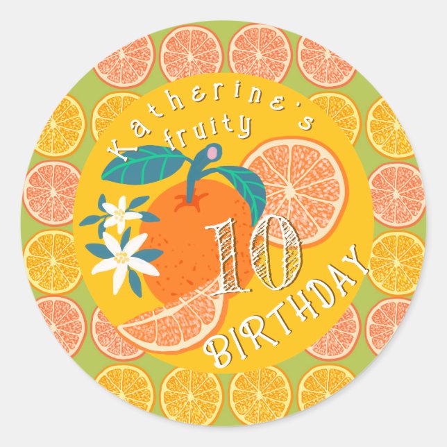 Adesivo Laranja Frutado Aniversário Verde (Frente)