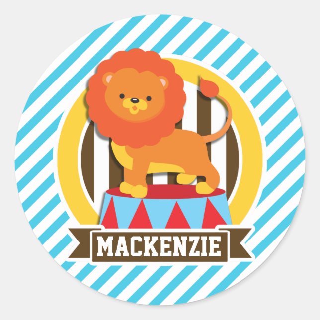 Adesivo Laranja Grande Circo Lion; Blue & White Strips (Frente)