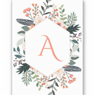 Adesivo Laranja Laranja Verde Floral inicial