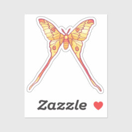 Adesivo Laranja Luna Moth Art - Arte Insetada Colorida