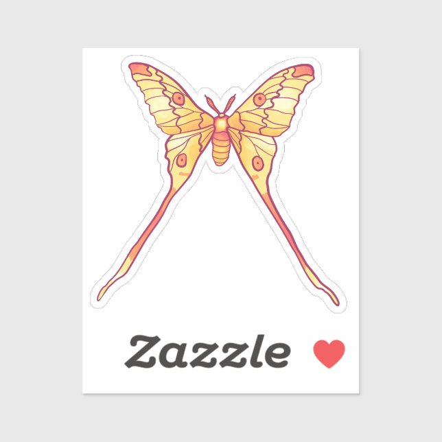 Adesivo Laranja Luna Moth Art - Arte Insetada Colorida (Folha)