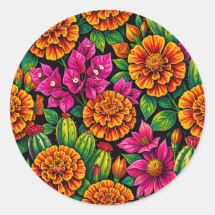 Adesivo Laranja Magenta Vibrante Cacto Tropical Marigold 