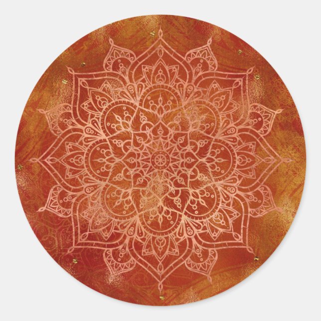 Adesivo Laranja Mandala & Dourado Glam Moderno Chic (Frente)