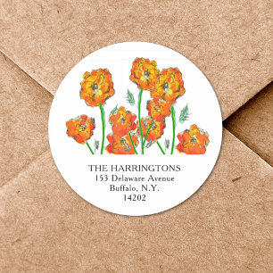 Adesivo Laranja Marigolds Endereço De Devolução Floral Des