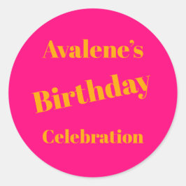 Adesivo Laranja Na Festa de aniversário Rosa Brilhante