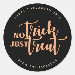 Adesivo Laranja Negro Sem Truque Apenas Tratar O Halloween