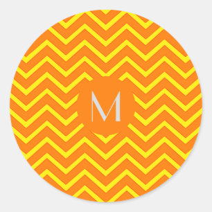 Adesivo laranja néon amarelo chevron - adicionar monograma
