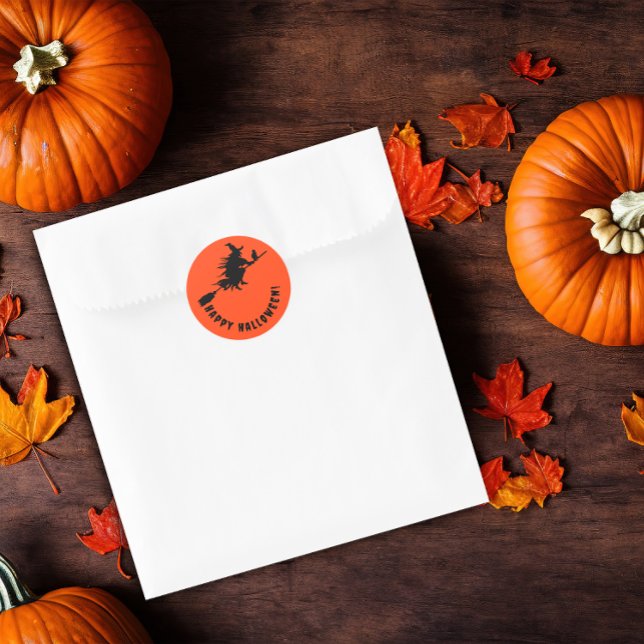 Adesivo Laranja preto de bruxa-negra feliz (Criador carregado)