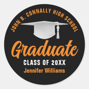 Adesivo Laranja Preto Formatura Personalizada Graduado 202