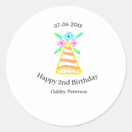 Adesivo Laranja que segundo aniversário crianças retro bri