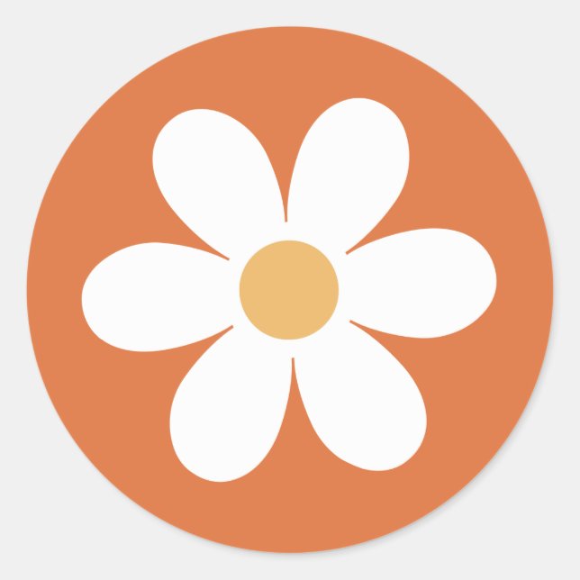 Adesivo Laranja queimada de margarida retrô (Frente)