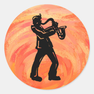 Adesivo Laranja-saxofone de Nova York Boogie Noite