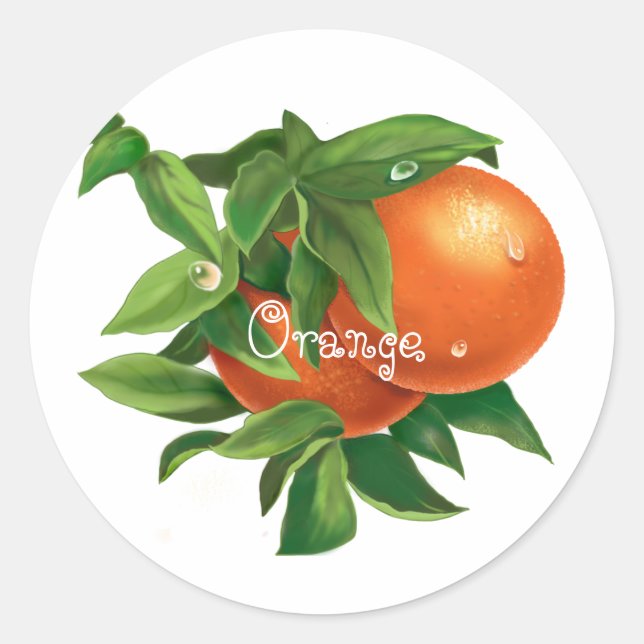 Adesivo Laranja suculenta com gotas d'água (Frente)