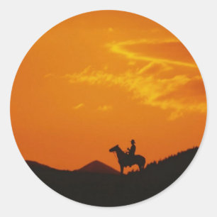 Adesivo Laranja Sunset com Silhouette Cowboy