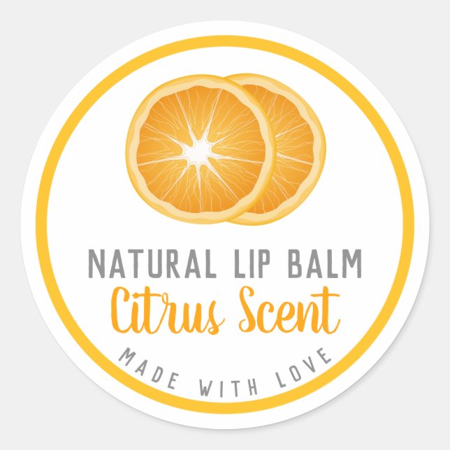 Adesivo Laranja Tangerina Citrus Lip Balm Feita À Mão (Frente)