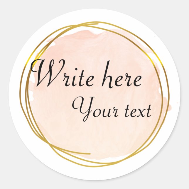 Adesivo Laranja Vermelho Aquarela Círculo Dourado Elegante (Frente)