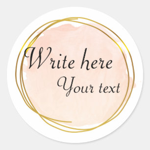 Adesivo Laranja Vermelho Aquarela Círculo Dourado Elegante