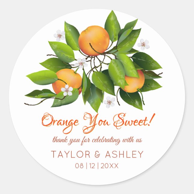 Adesivo Laranja Você Fruta Doce | Casamento (Frente)