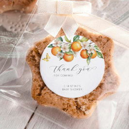 Adesivo Laranjas Brilho Cítrico Floral Baby Shower Obrigad